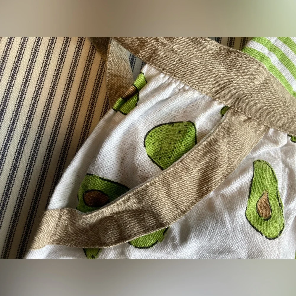Green and White Striped Avocado Apron